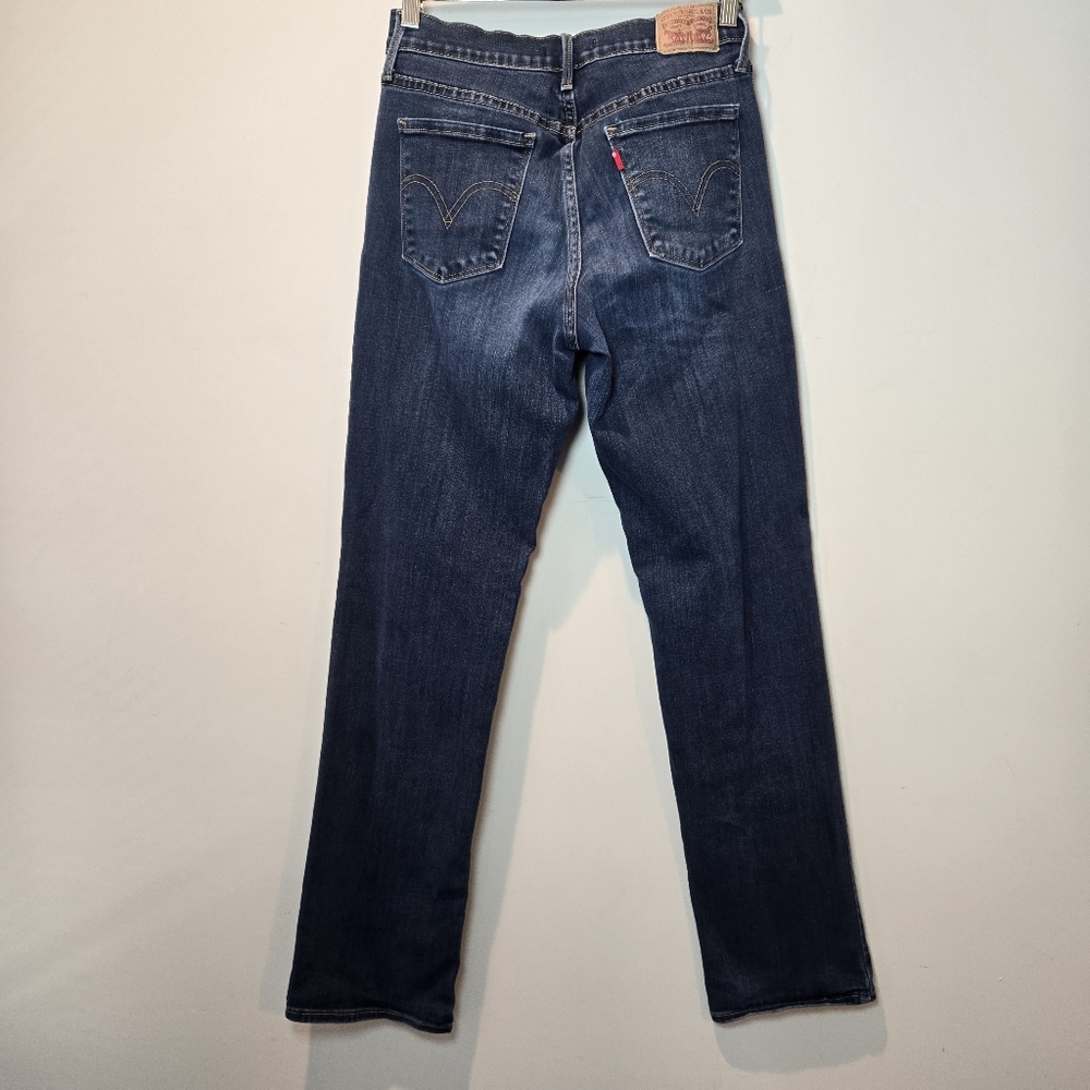 Levi's 505 Straight Leg Dark Wash Women's Denim Jeans 6 - Picture 2 of 7
